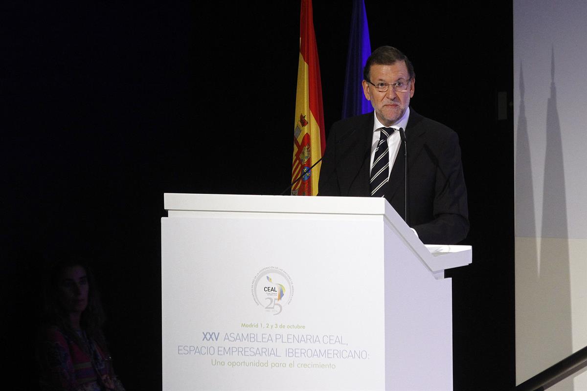 2/10/2014. Rajoy inaugura la XXV Asamblea Plenaria del CEAL. El presidente del Gobierno, Mariano Rajoy, durante su intervención en el acto d...